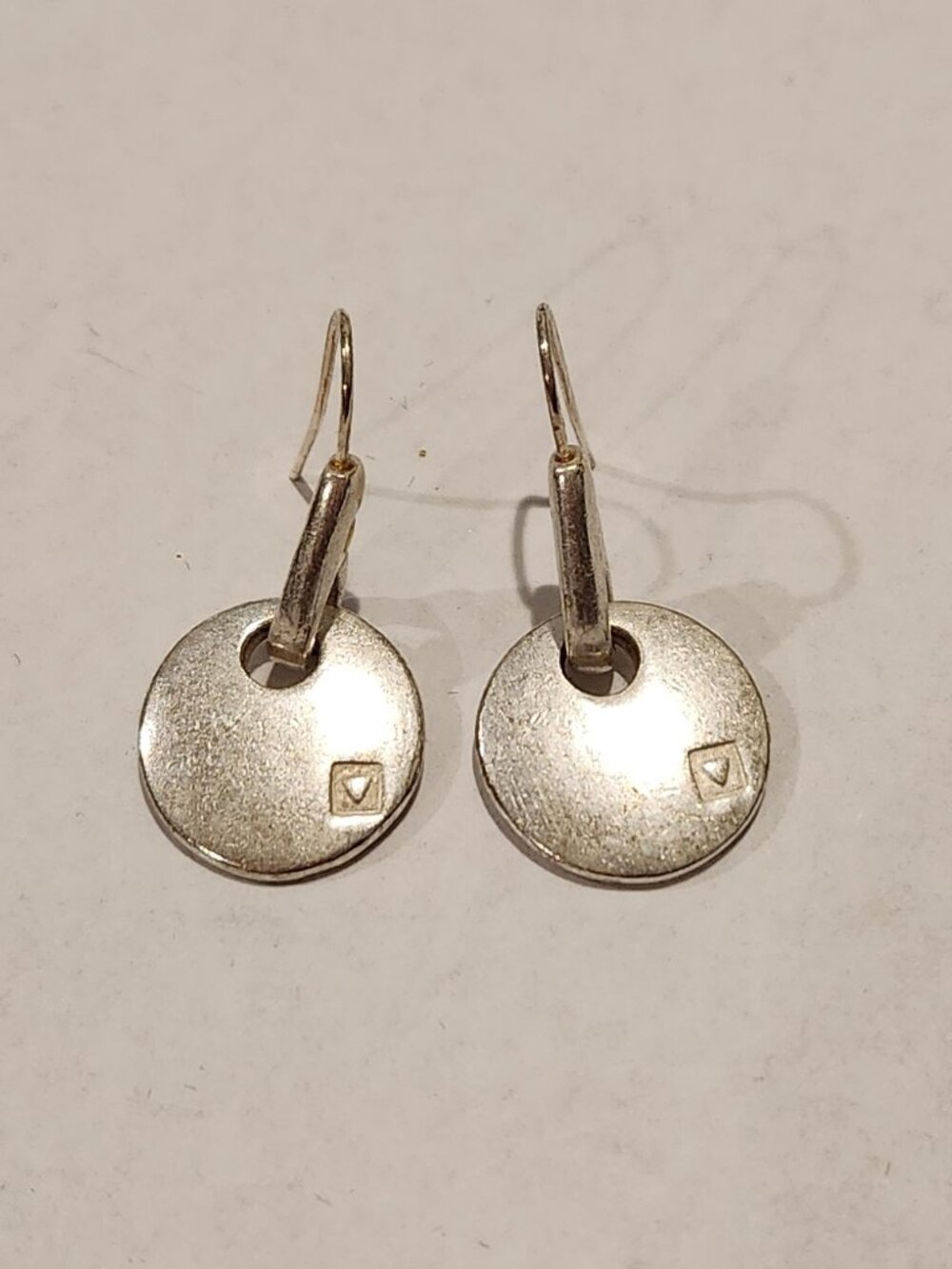 Artisan Silver Disc Drop Earrings